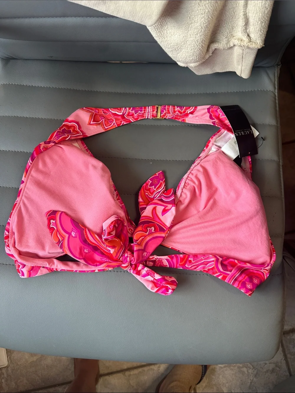 Lauren Ralph Lauren Pink & Fuchsia Swirl Tie Bikini Set